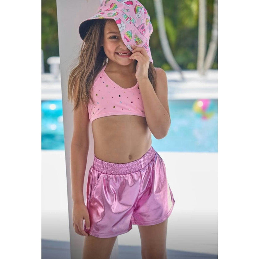 Metallic Track Shorts Blue