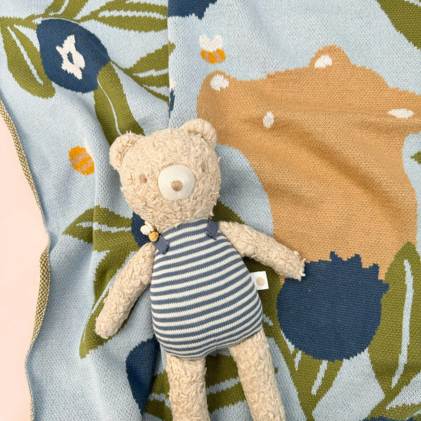 Blueberry Bear Bee Blanket | Organic Cotton