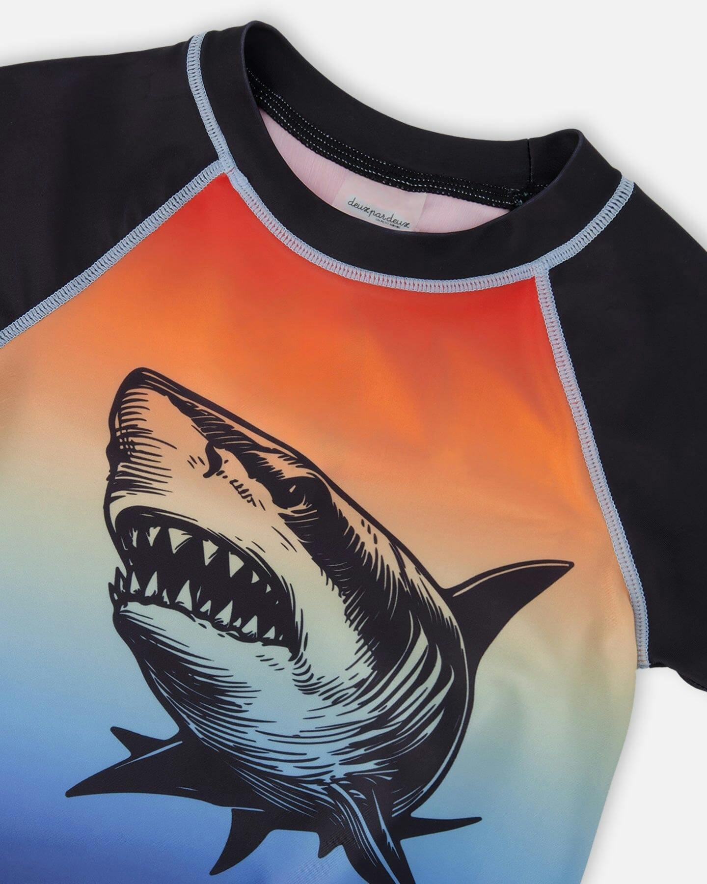 Short Sleeve Rashguard Blue And Orange Gradient