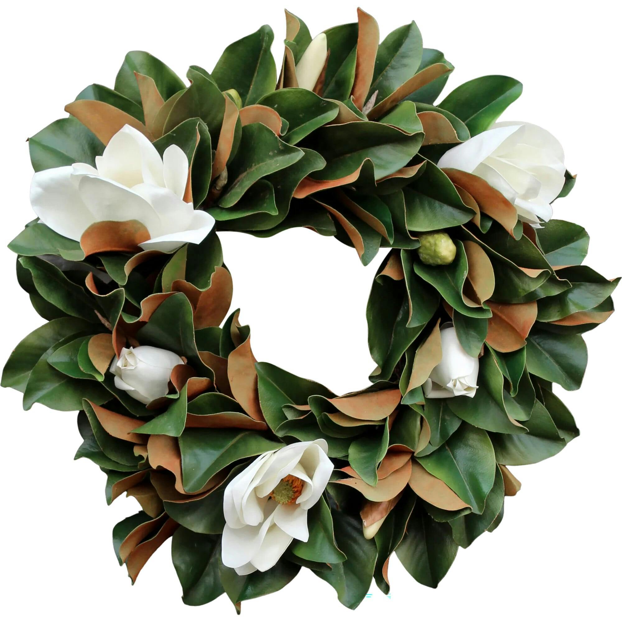 Classic Real Touch White Magnolia All Seasons Front Door Wreath  24