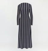 The Selene Dress - Black Cobalt Medallion Stripe