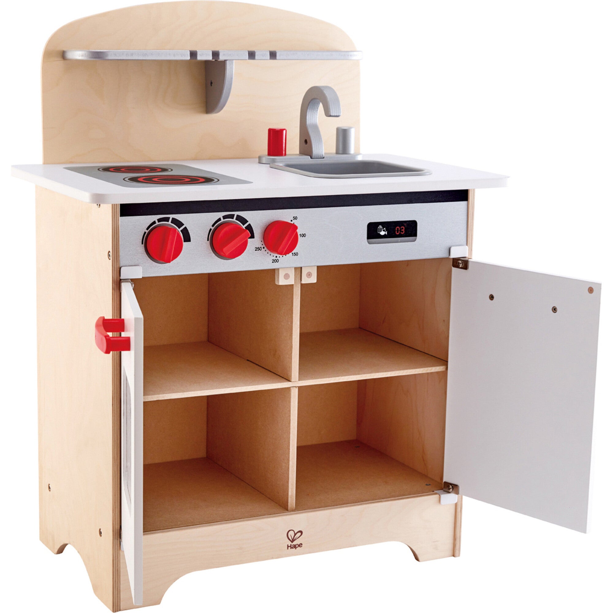 White Fully Equipped Wooden Gourmet Kitchen for Kid's