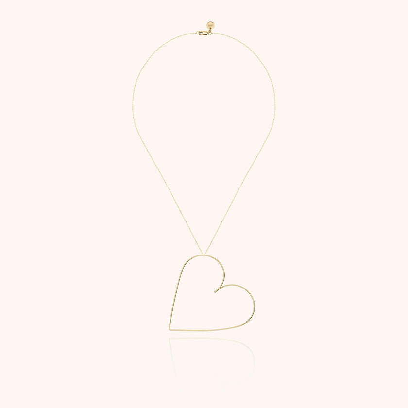 Women's Heart Charm Necklace, Yellow Gold-Filled