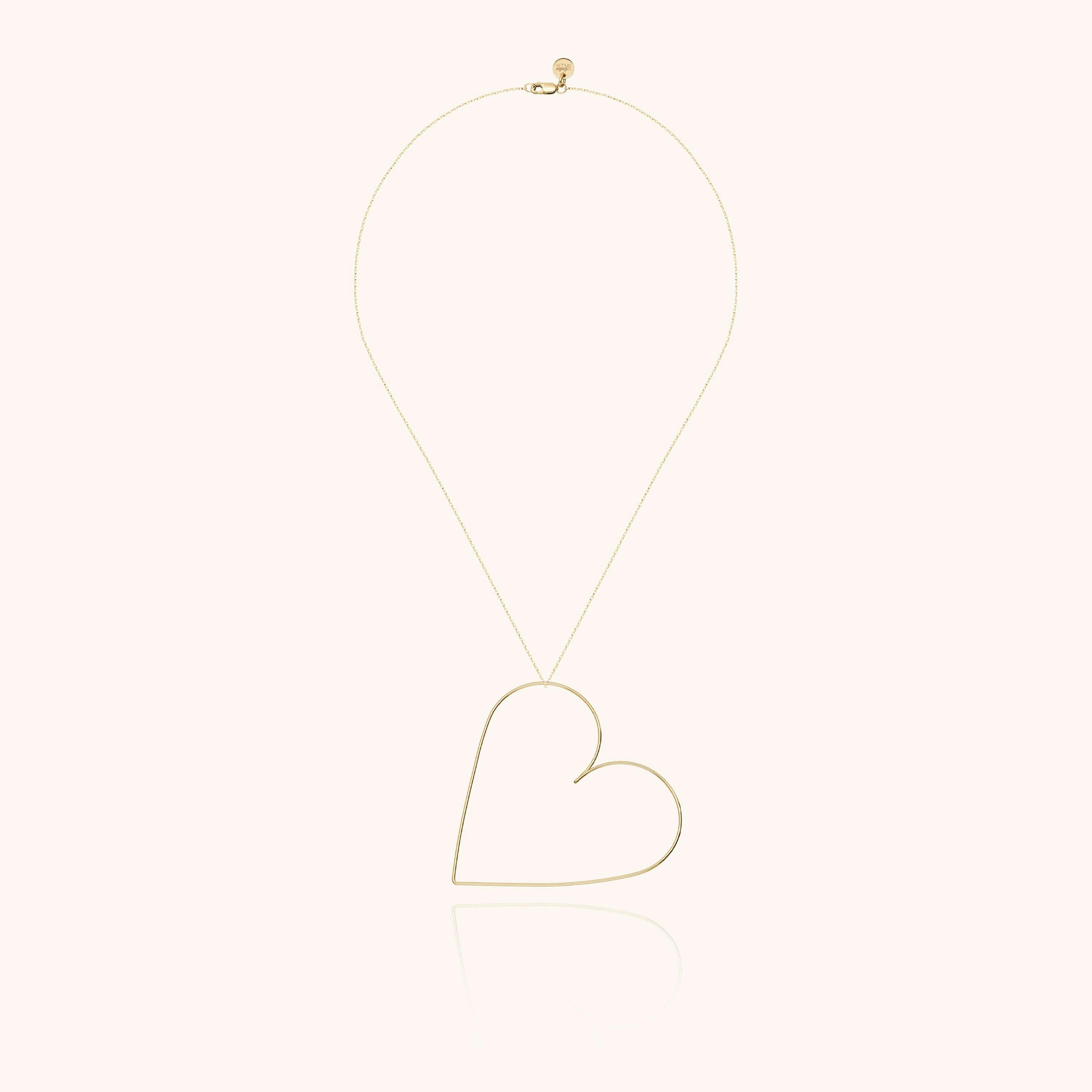 Women's Heart Charm Necklace, Yellow Gold-Filled