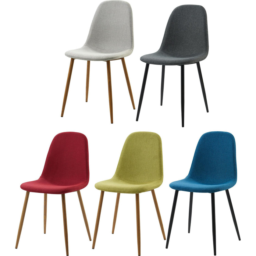 Minimalista Fabric Dining Chair with Wood Grain Metal Legs