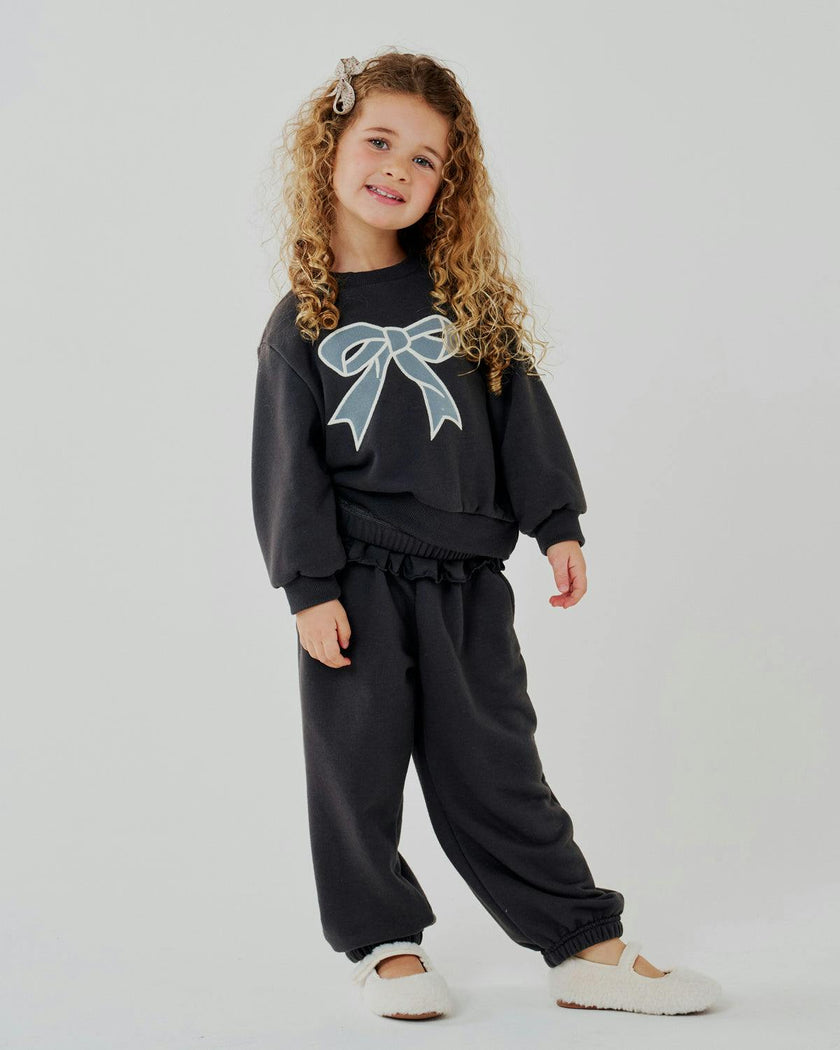 Lace Bow Sweatshirt Set
