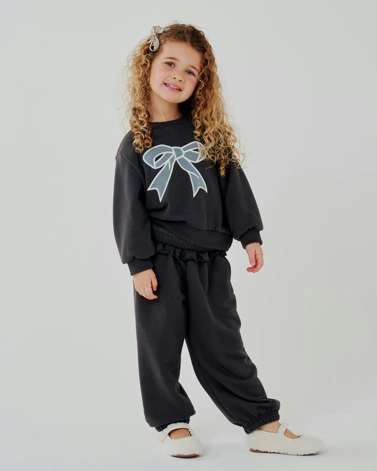 Lace Bow Sweatshirt Set
