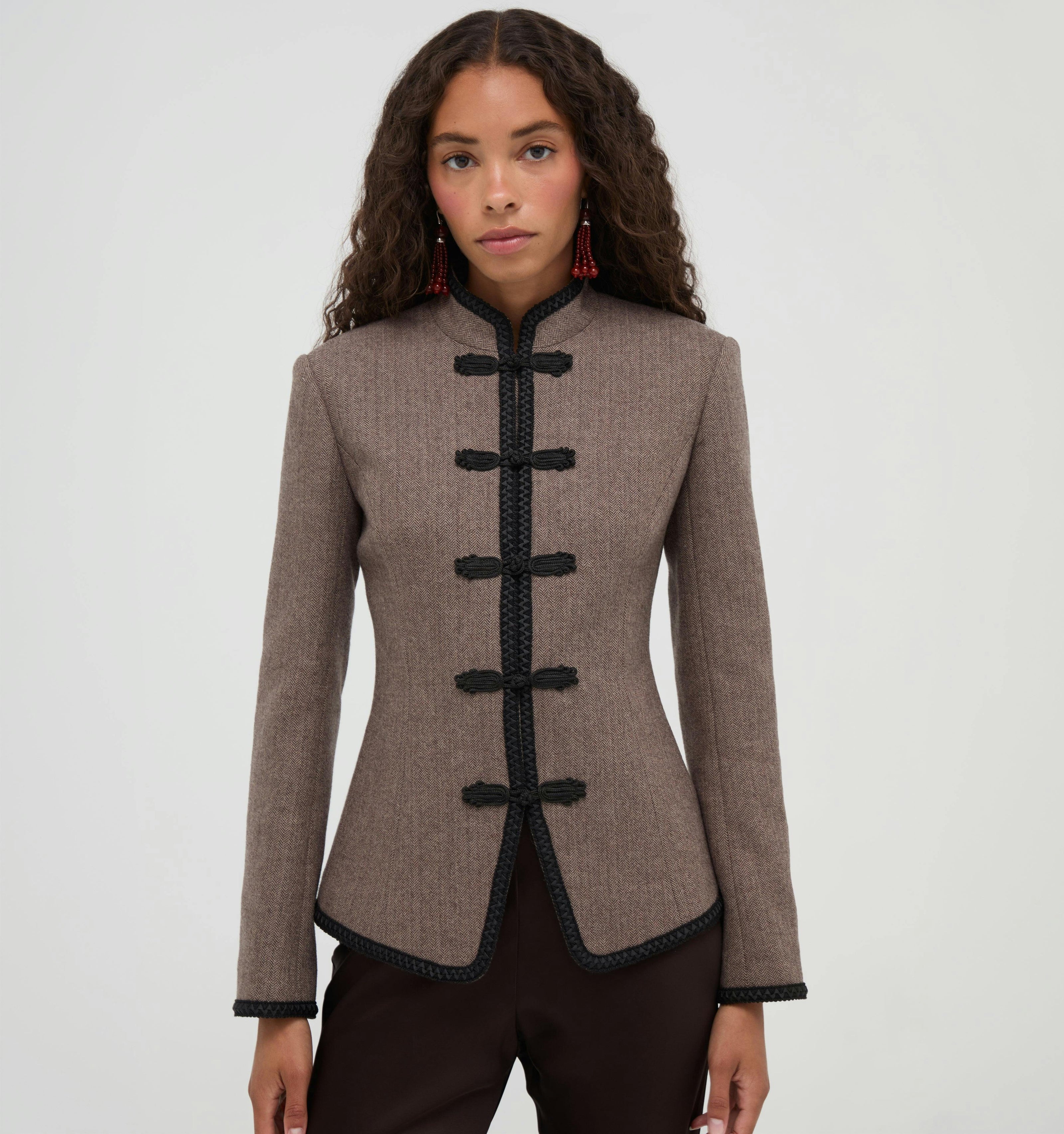 The Valerie Jacket -  Chocolate Herringbone