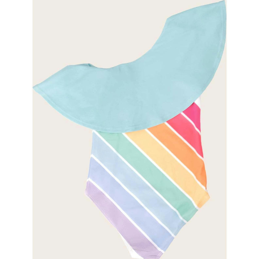 Playa Del Rey Rainbow One Shoulder Ruffle