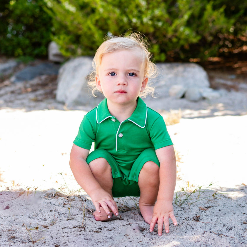 Baby boy green romper