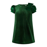 Satin Bow Velvet Dress