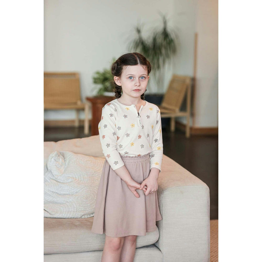 Floral Ribbed 3/4 Sleeve Top