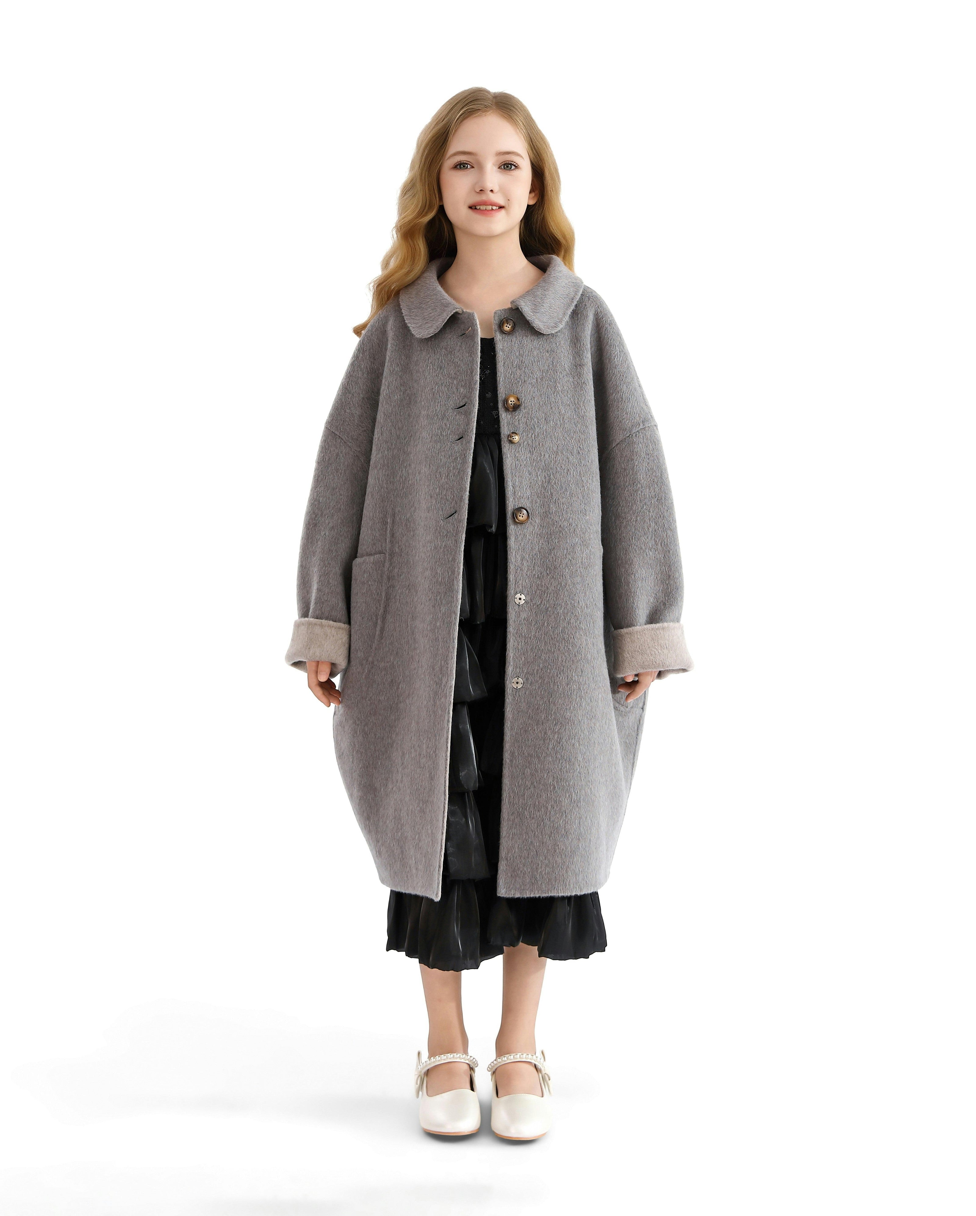 Gray Wool Coat with Peter Pan Collar