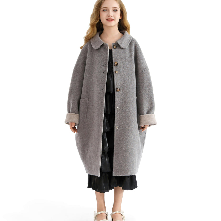 Gray Wool Coat with Peter Pan Collar