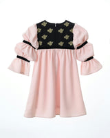 Bella dress (pink with golden embroidery blooms)