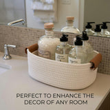 Beautiful Storage Basket Set of 5 - Modern Cotton Rope Baskets for Organizing Shelves - Perfect Bins for Nursery, Changing Table, Office and Living Room