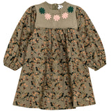 Flower Print Embroidered Long Sleeve Dress