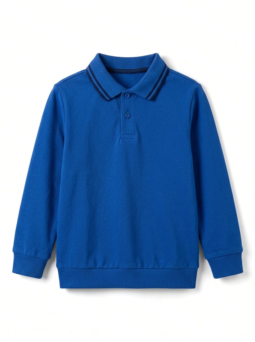 Boys Long Sleeve Striped Collar Polo