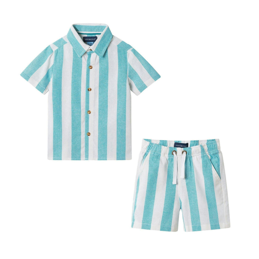 Infant Boys Airy Oxford Set | Green Stripe