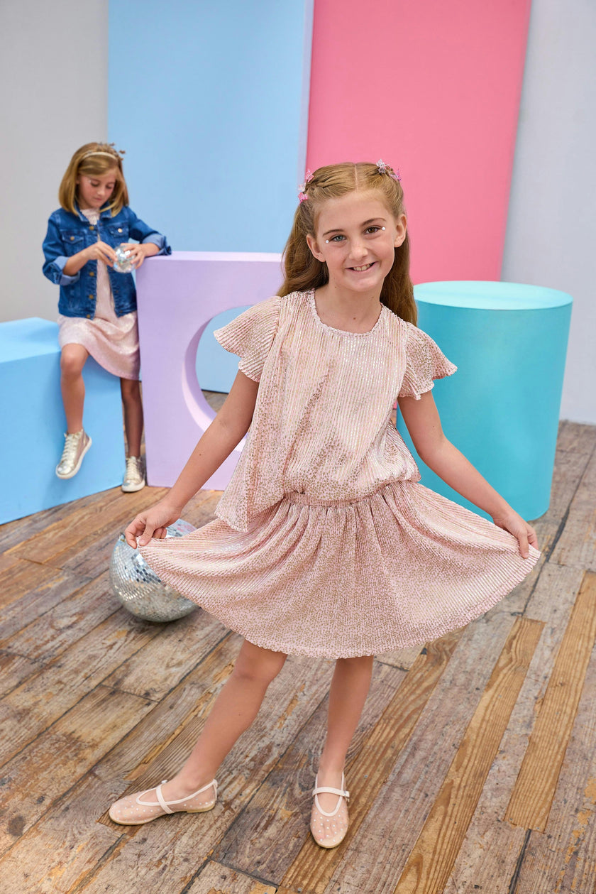 Crinkle Top - Pink Crinkle Stars