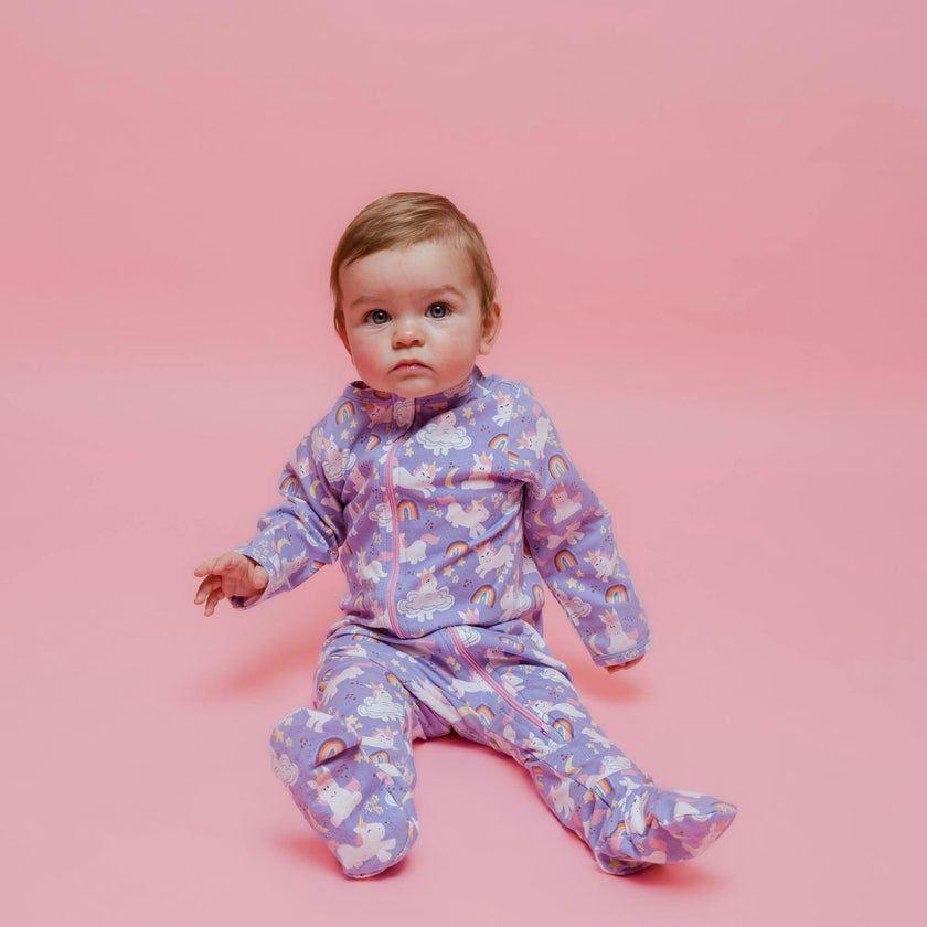 Zipped Long Sleeve Footed Onesie