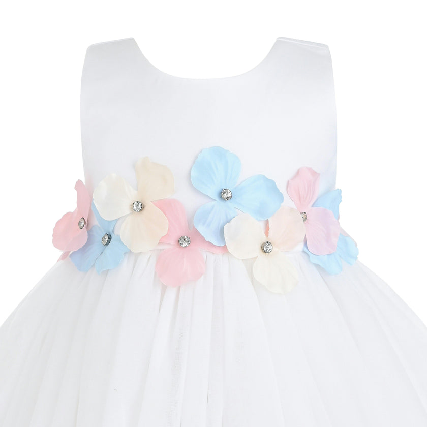 White Elarisse Floral Waist Dress
