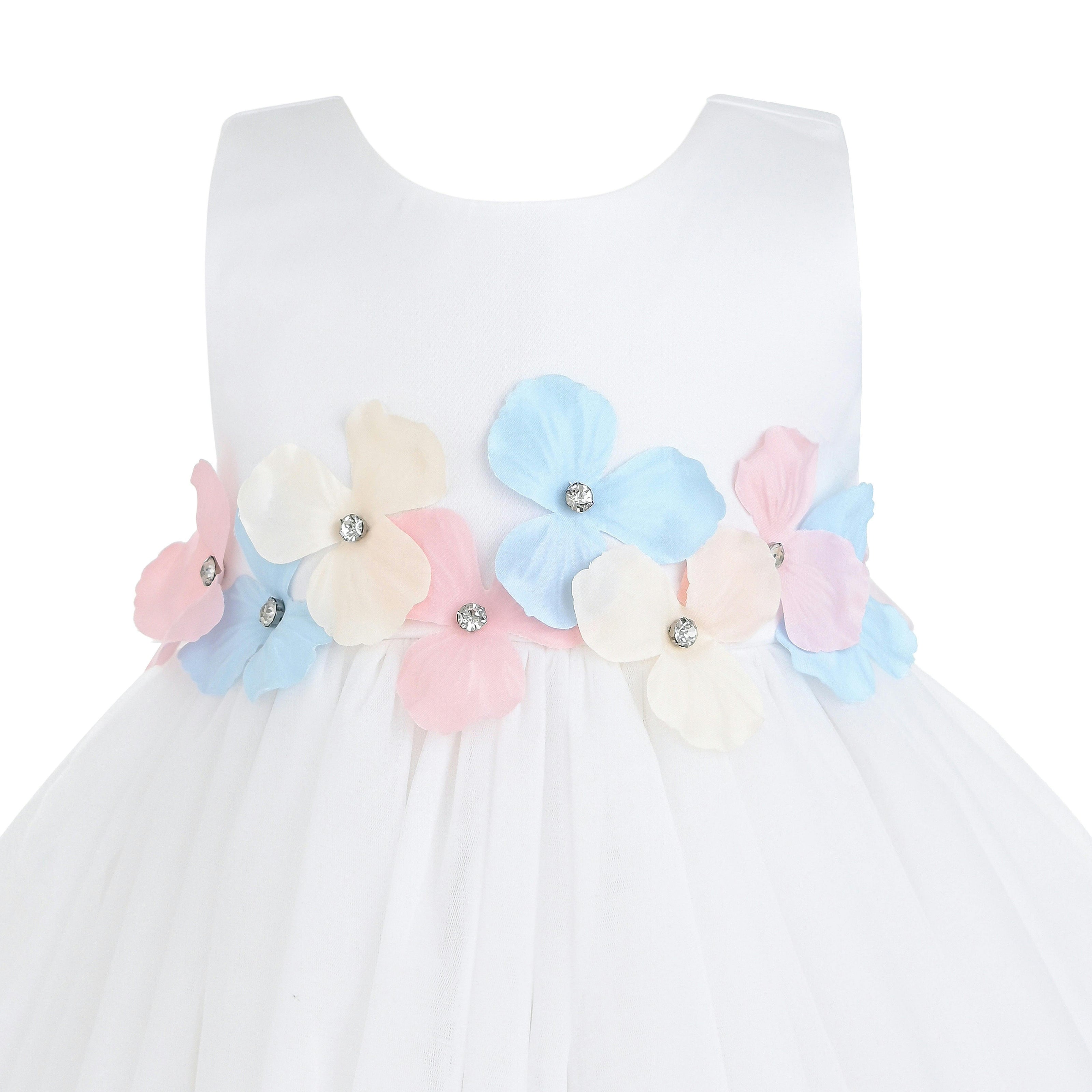 White Elarisse Floral Waist Dress