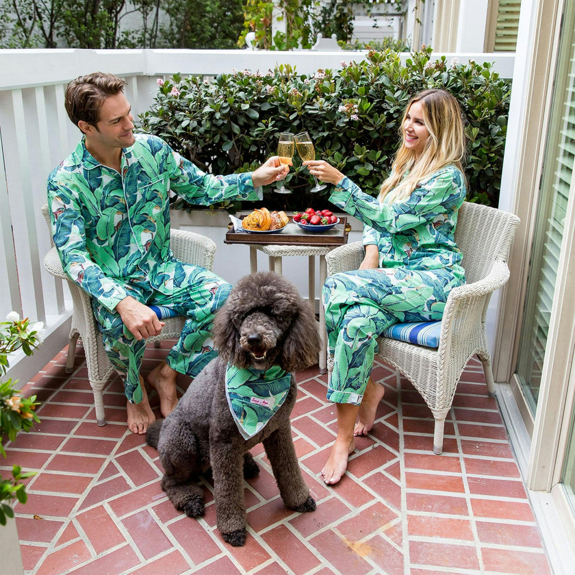 Women's Martinique® Green Banana Leaf Long PJ Set - Organic Cotton Poplin