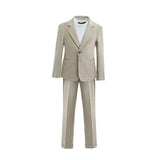 Beige Slim-Fit Suit Set