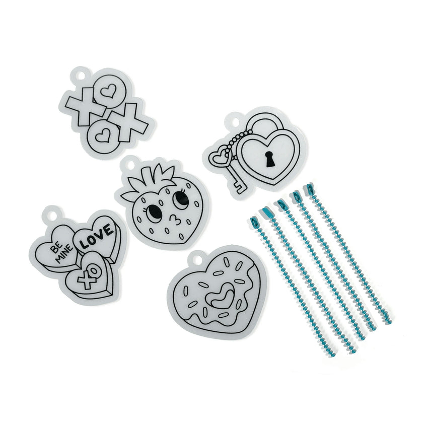 Shrink-Its! Mini DIY Shrink Art Kit - Hugs & Kisses - 5 Charms