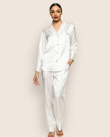 Women's Silk Pajama Set in White