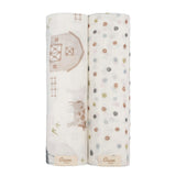 Charlie Cotton Muslin Swaddle Blanket Set (Tractor, Set of 2)