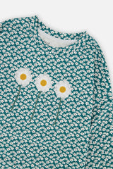 Printed Jersey Long Sleeve T-Shirt Green Floral Print
