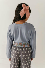 Girls Loose Fit Long Sleeve Top in Blue Fog