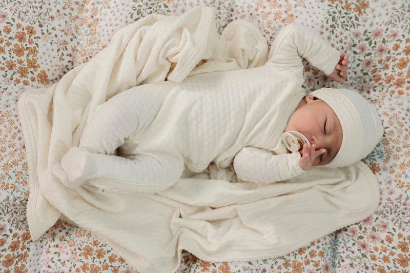 Embossed Diamond Cotton Blend Knit Blanket