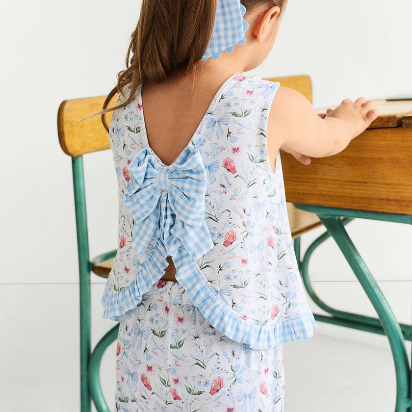 Gail Ruffled Bow Back Tank Pant Set