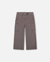 Jacquard Knit Flare Pants with Houndstooth Pattern
