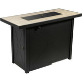 Outdoor Rectangular Propane Ceramic Gas Fire Pit with Steel Base