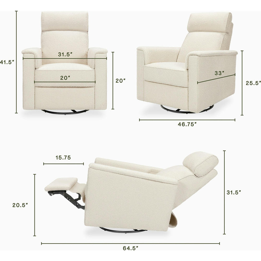 Willa Pro Power Glider Recliner w/ Power Lumbar in Performance Ivory Boucle