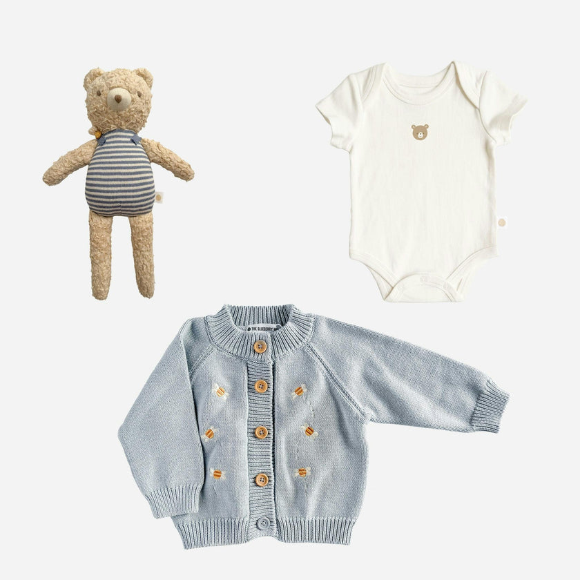 Set Henry Bear Plush Toy Bear Onesie Bee Cardigan