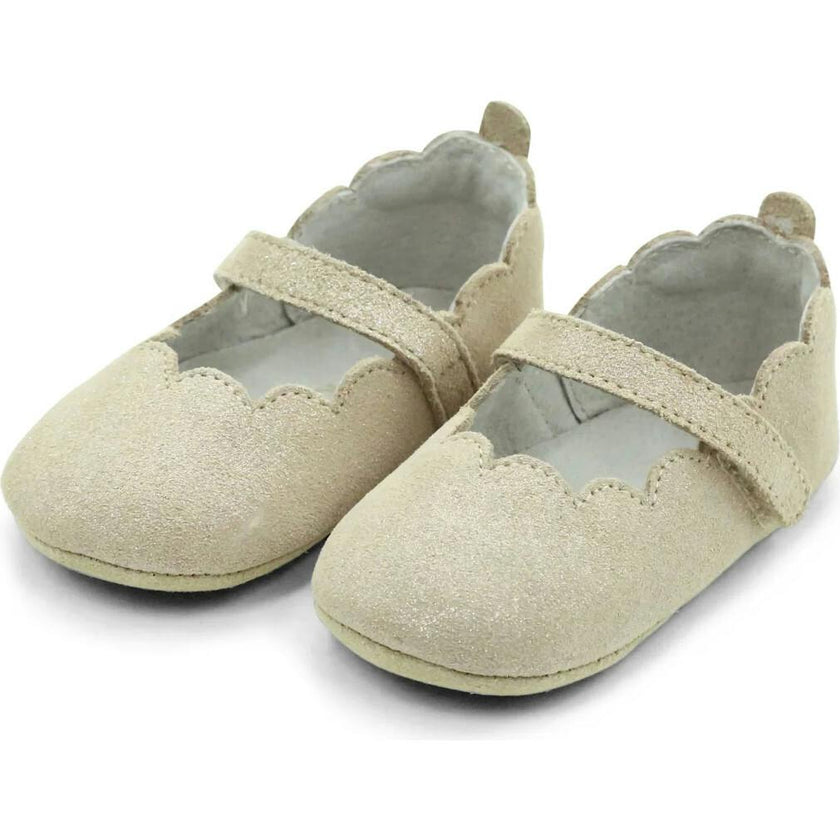 Mimi Girls Scalloped Mary Jane Crib Shoe (Infant)