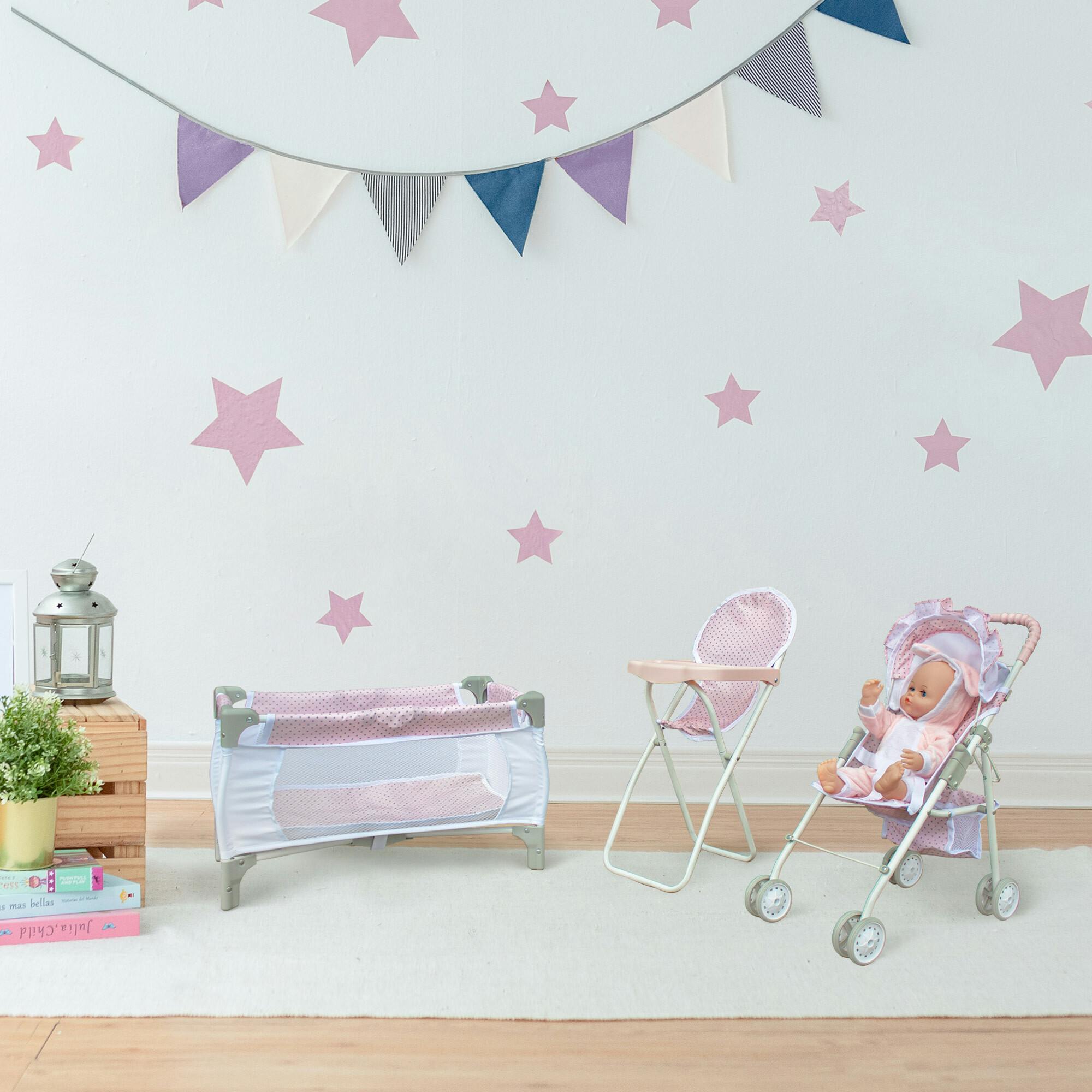 Olivia'S Little World - Polka Dots Princess 3 In 1 Doll Nursery Set