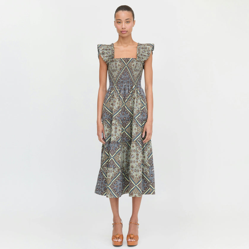 The Ellie Nap Dress - Olive Equestrian Scarf