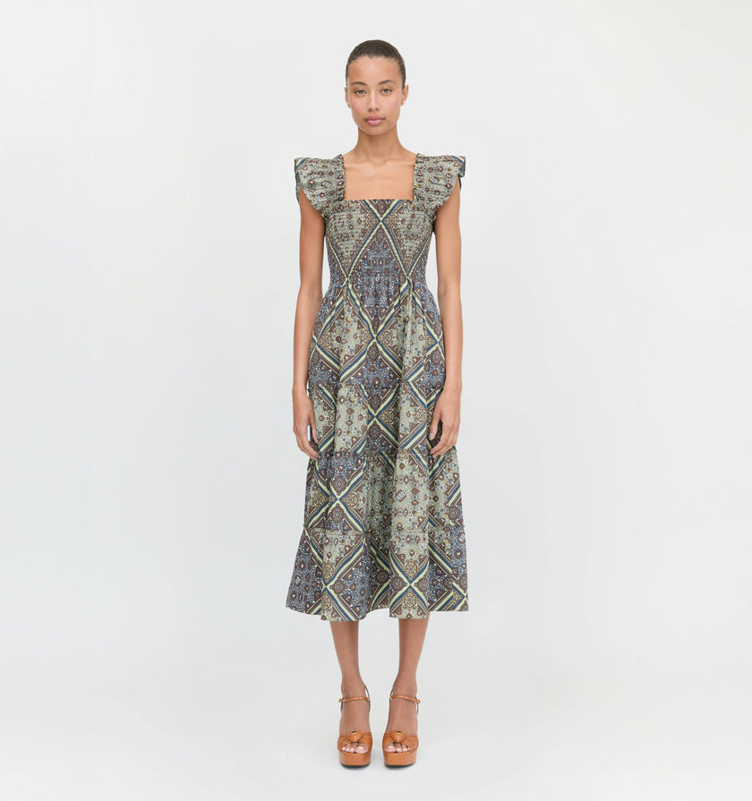 The Ellie Nap Dress - Olive Equestrian Scarf