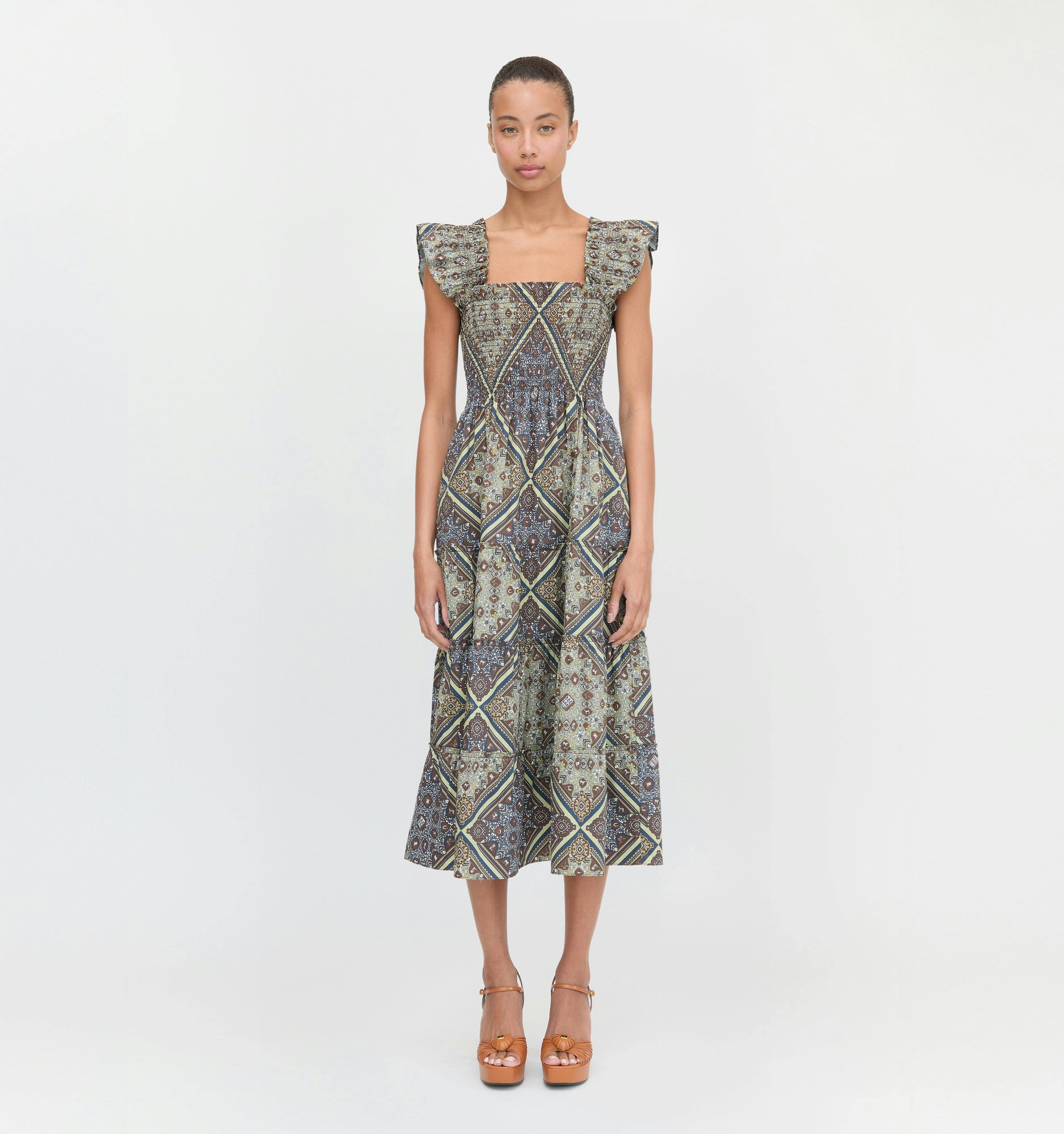 The Ellie Nap Dress - Olive Equestrian Scarf
