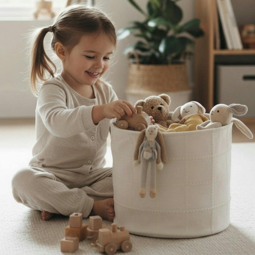 Handmade Canvas Storage Basket Mesh Lace