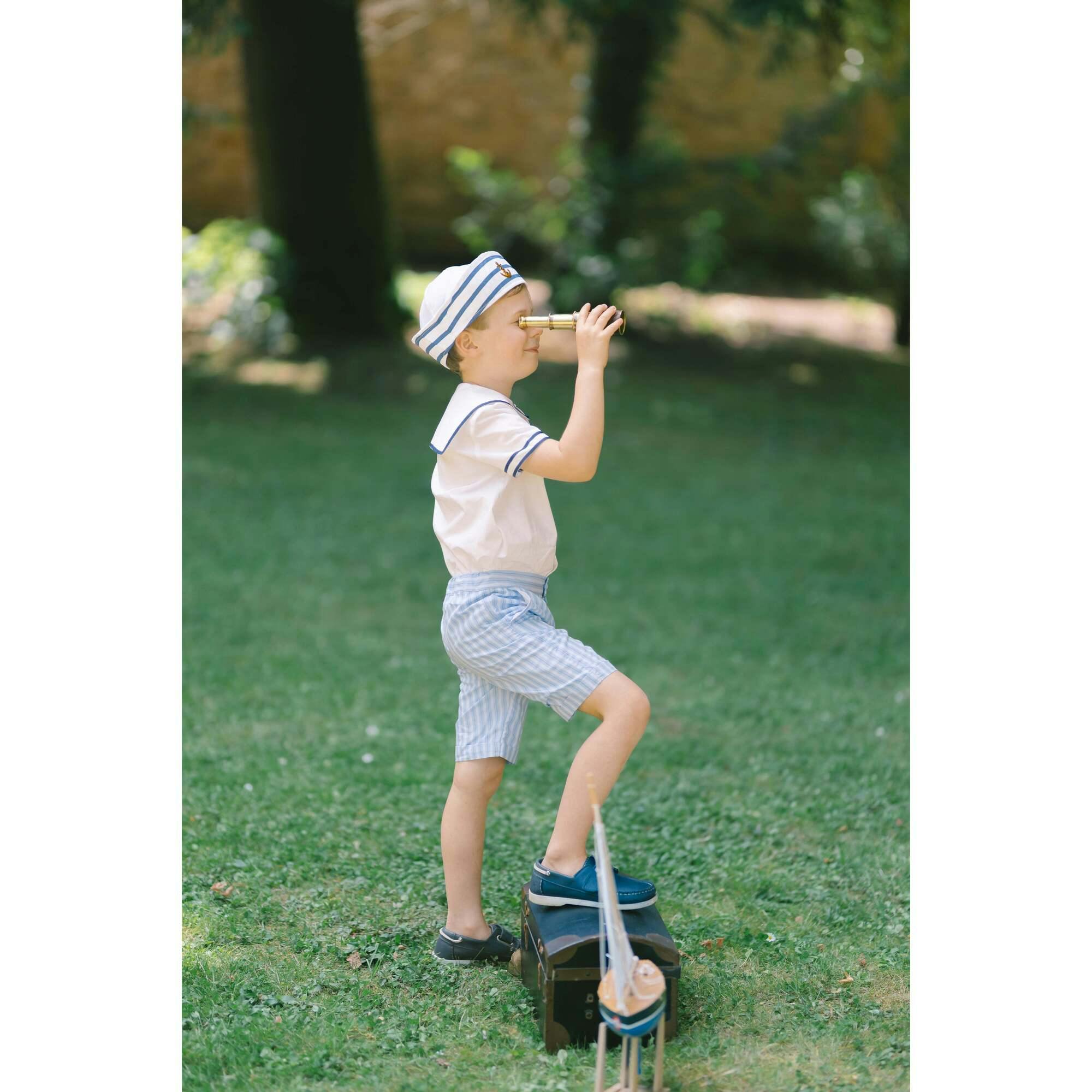 William Blue Stripe Sailor Shirt & Shorts Set