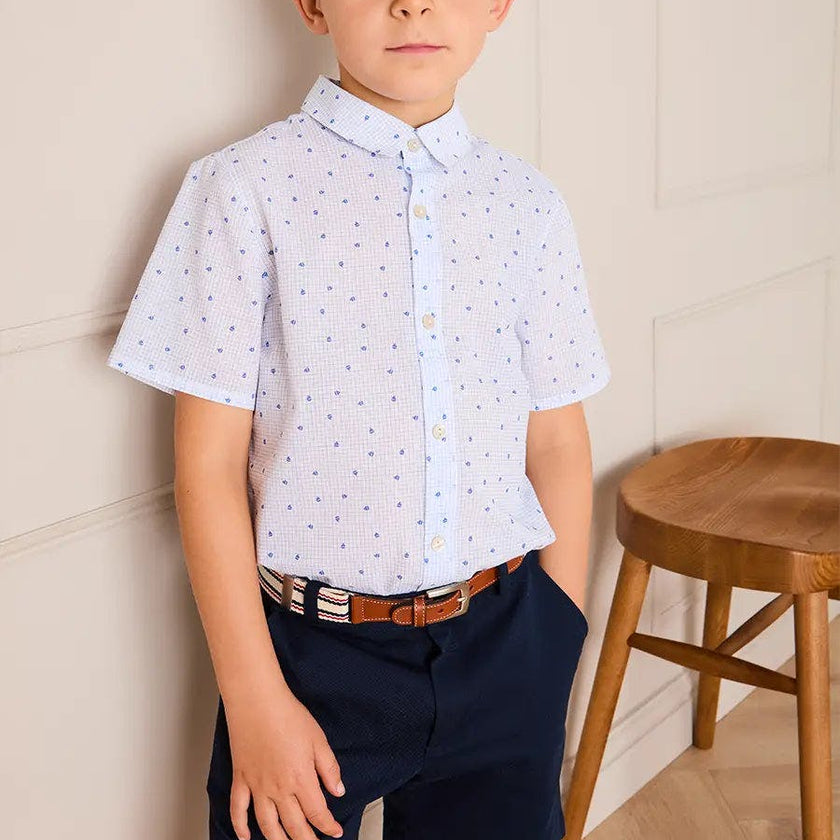 Noah Check Short Sleeve Shirt in Blue (2-10yrs)