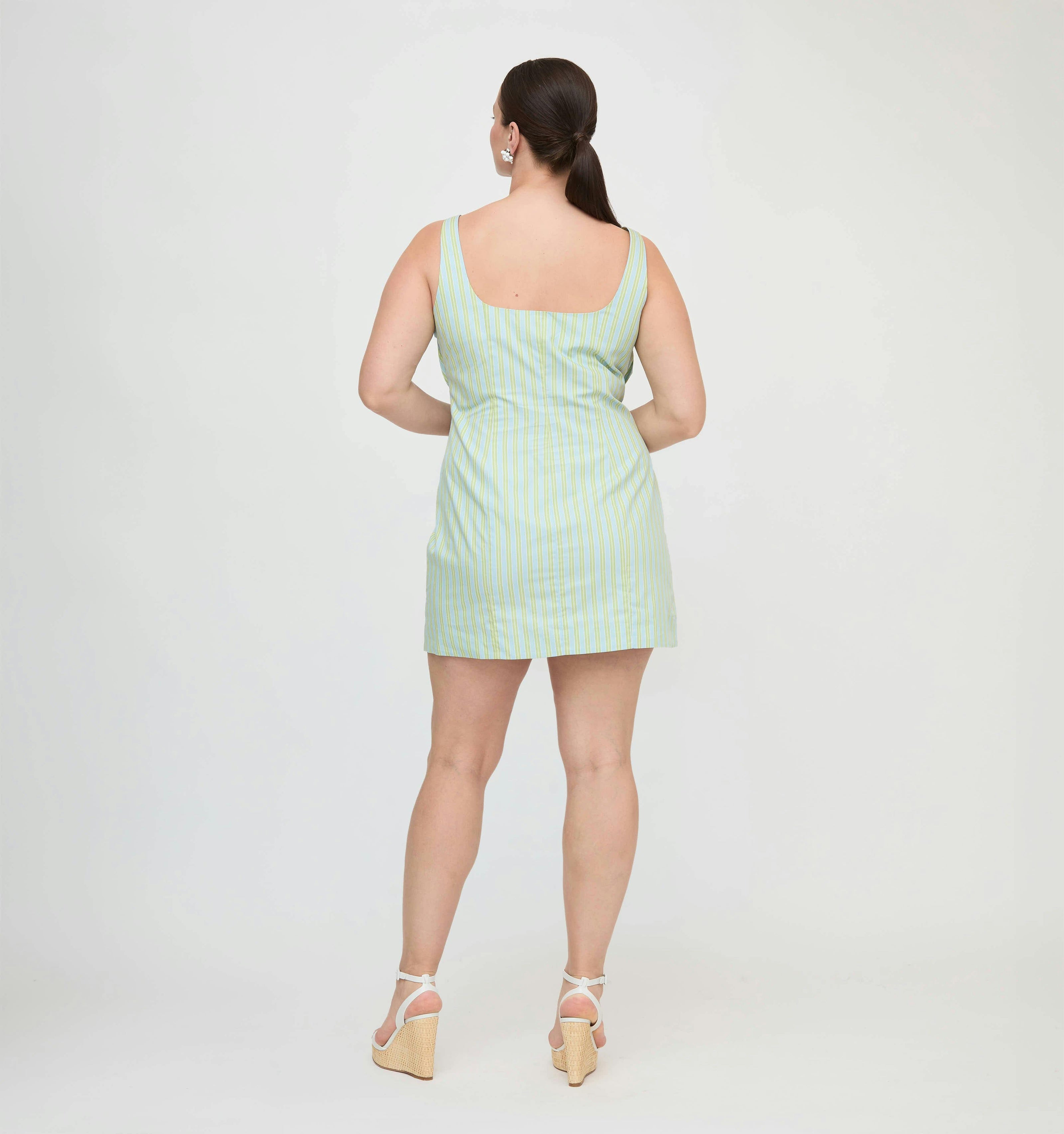 The Eviana Dress - Blue/Green Stripe