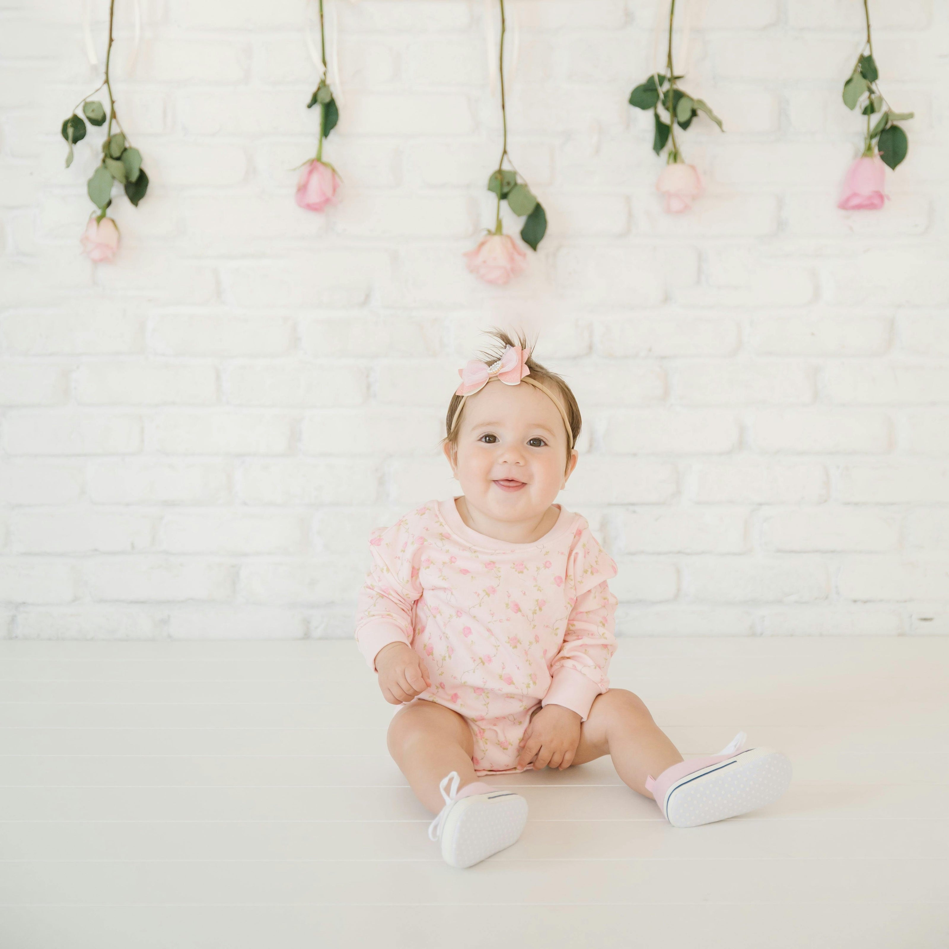 Pink Rose Long Sleeve Romper